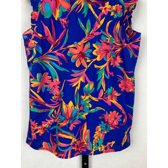J. Crew Factory Sleeveless Floral Ruffle Top Size XXS Colorful Art to Wear NWT - Picture 8 of 12